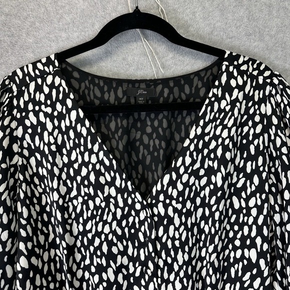 J. Crew‎ Size 14 T Long Sleeve Peplum Top Satin Crepe Button Front Career Office - Picture 5 of 16